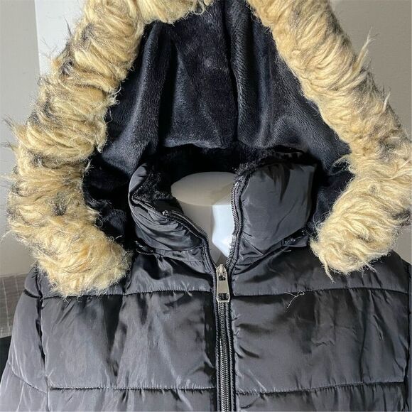 Special One Women's Black Puffer Jacket M Faux Fur Hood Winter Casual - Picture 3 of 11
